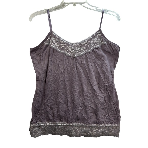 Maurices Tops - Maurices Womens Lace Trim Y2K Cami Tank Top Size L Forest Fairy Crinkle Preppy‎